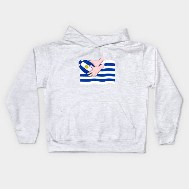 Uruguay Rugby Flag Kids Hoodie by mailboxdisco